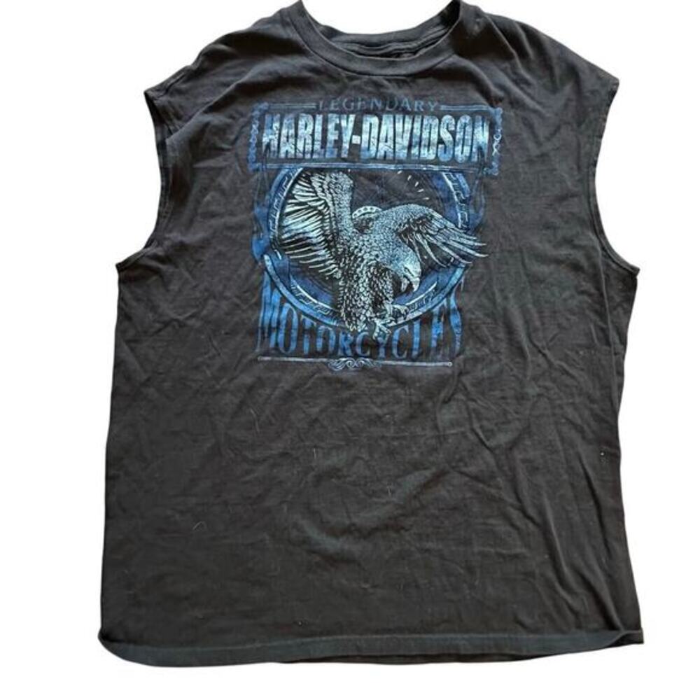 HARLEY DAVIDSON x Womens Mens Black‎ Sleeveless BIker Grunge Tee Moto l SZ XL